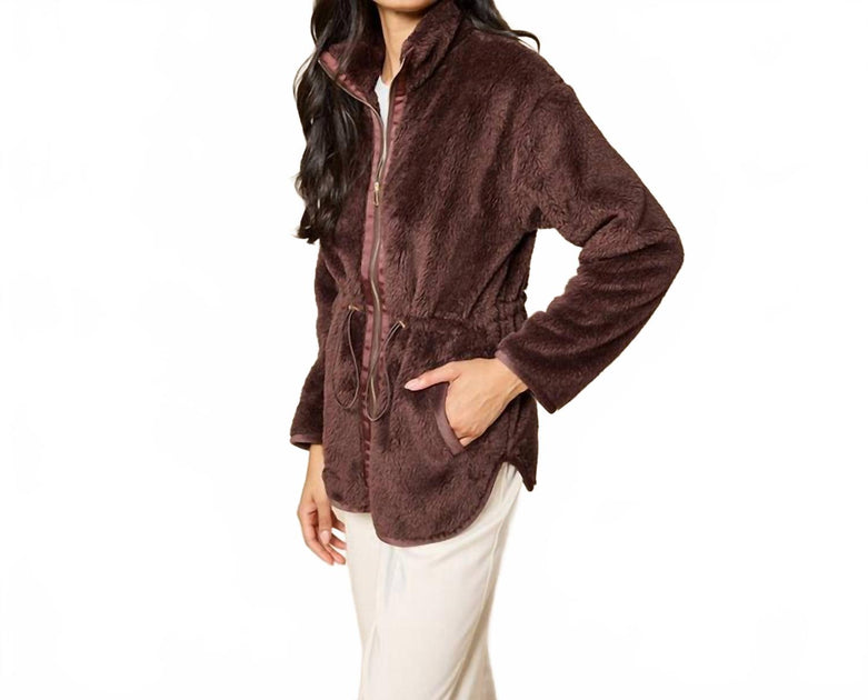 SOFTiES Dream Plush Zip Jacket Brown Small 4