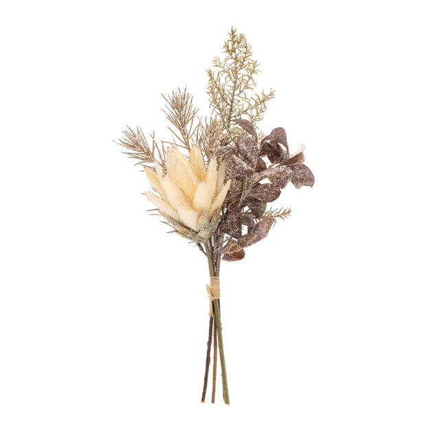 Hivvago Glitter Protea Bundle Brown 16.5in 2pcs 4