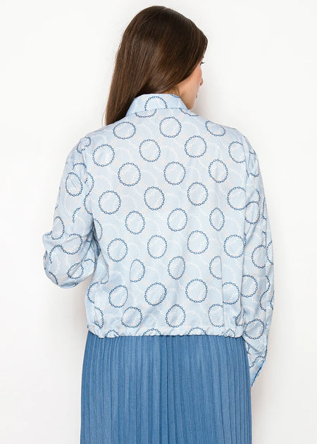 Yal New York Chain Print Blouse Light Blue Large 3