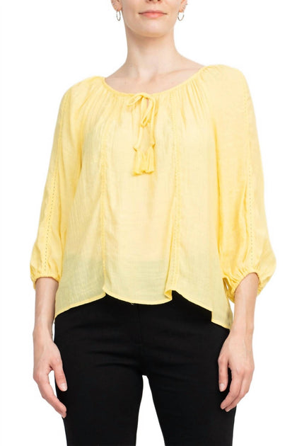 Zac & Rachel Solid Crepe Chiffon Top Yellow Small 2