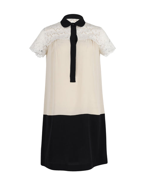 maxmara Max Mara Lace Panel Dress in Cream Silk | ShopSimon