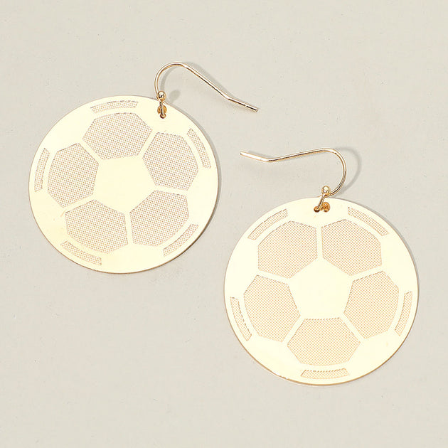 FASHNZFAB Soccer Plate Dangle Earrings Gold 2
