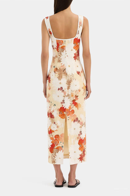 SIR. Jessamine Midi Dress Beige US 0 4