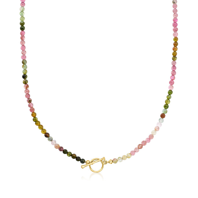 Ross-Simons Multicolored Tourmaline Bead Charm-Compatible Toggle Necklace Red 3