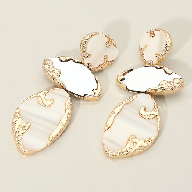 FASHNZFAB Abstract Link Drop Earrings Pink 4