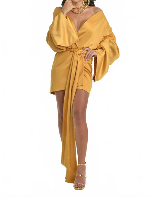 Steffany Milano Golden Empress Wrap Dress Yellow Large 3