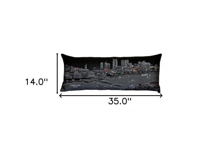 Hivvago Nashville Skyline Lumbar Pillow Black 35 inch 4