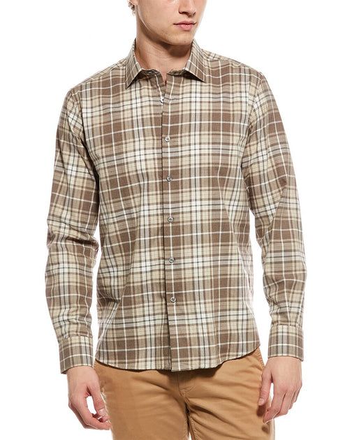 Scott Barber Heathered Weekend Plaid Shirt Brown XL 2