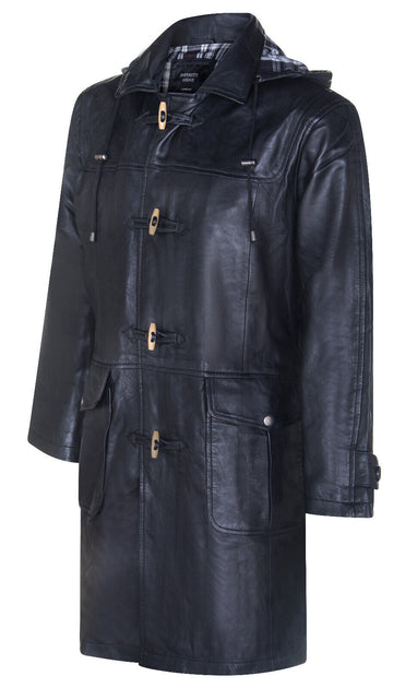 Infinity Aylesbury Men Leather Duffle Coat Blue Medium 3