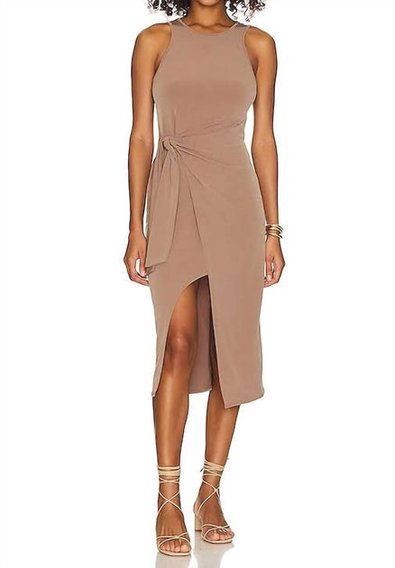 Lanston Side Tie Dress Beige XSmall 2