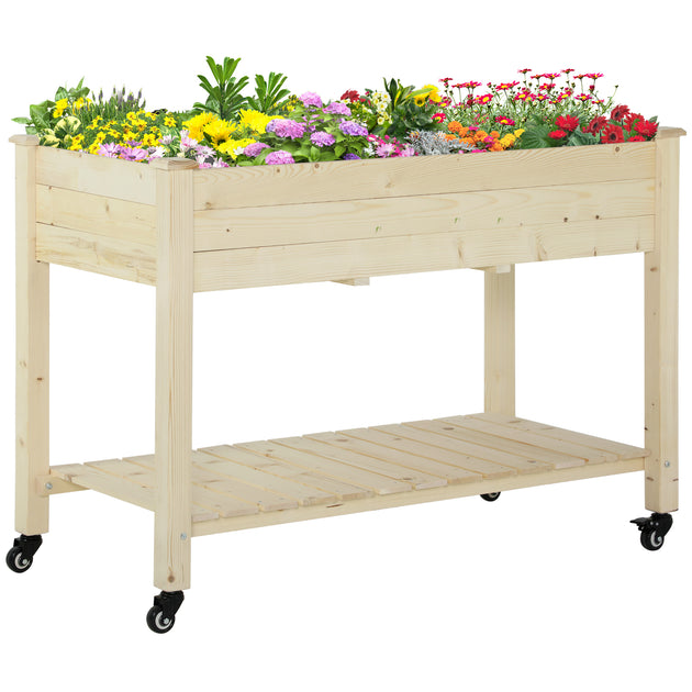 Hivvago Elevated Garden Planter Box Natural Wood 47in 2