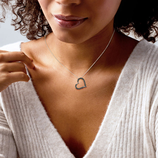 Ross-Simons Black Diamond Heart Pendant Necklace Black 4