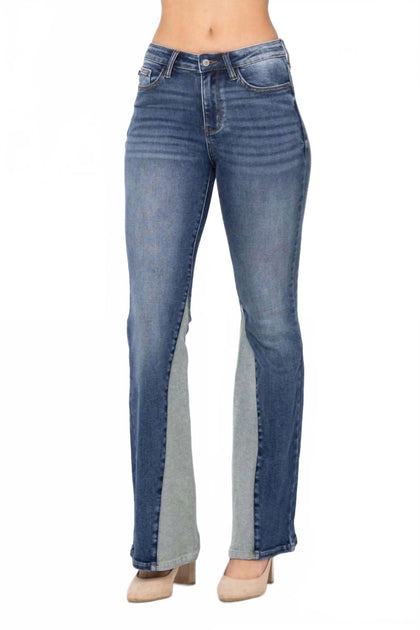 Judy Blue Mid Rise Inseam Panel Flare Jeans Blue 29 3