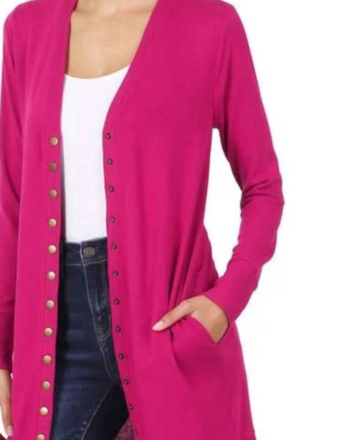 ZENANA Full Sleeve Long Snap Cardigan Pink XLarge 4