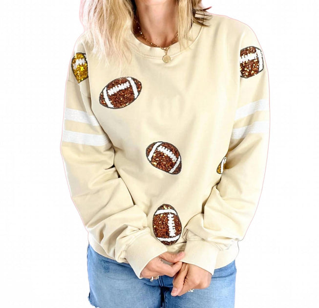 White Birch Sequin Sweatshirt Ecru Medium 2