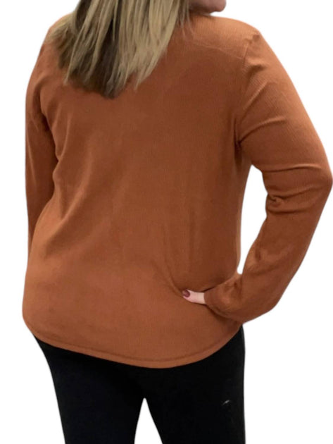 White Birch Ribbed Henley Top Brown Medium 3