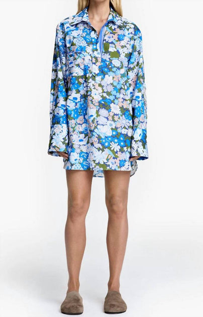 Smythe Over The Head Shirt Dress Blue Medium 2