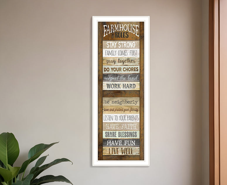 Hivvago Farmhouse Rules 2 Framed Print Wall Art White 2