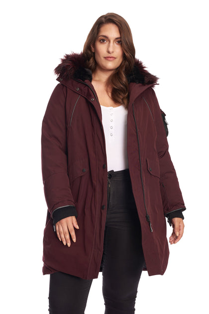 Alpine Laurentian Plus Damen Vegan Down Long Parka Rot 2X 2
