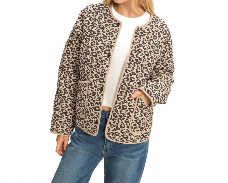 HYFVE Leopard Quilted Puffer Jacket Beige Medium 2