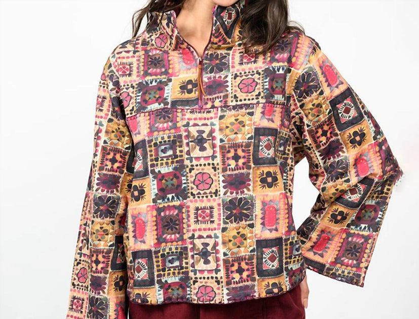 Ivy Jane Crochet Printed Half Zip Jacket Multi XSmall 3