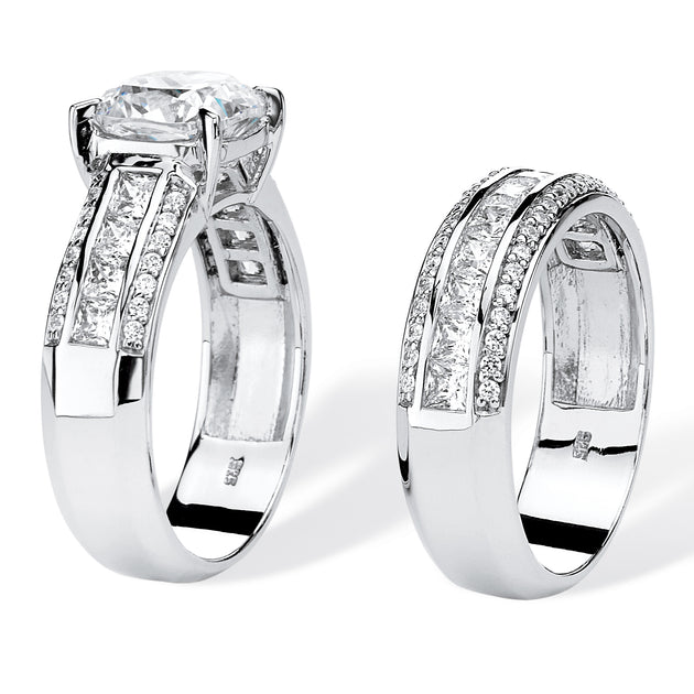 Palm Cubic Zirconia Bridal Set Silver US 10 3