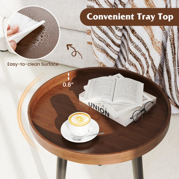Hivvago Round Side Table Brown 4