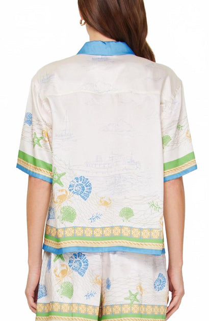 current air Color Block Button Blouse White Small 3