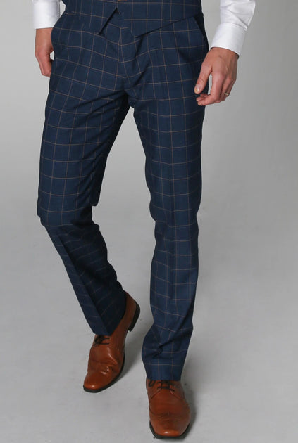 Paul Andrew Hamleys Check Trousers Blue 44 3