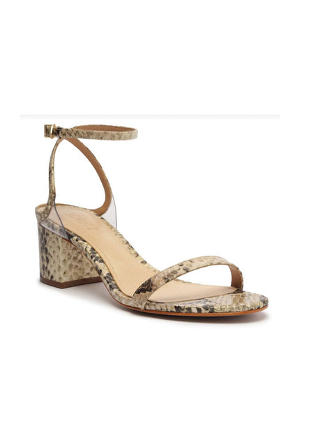 SCHUTZ Skye Mid Block Heel Snake Print Brown 9 2