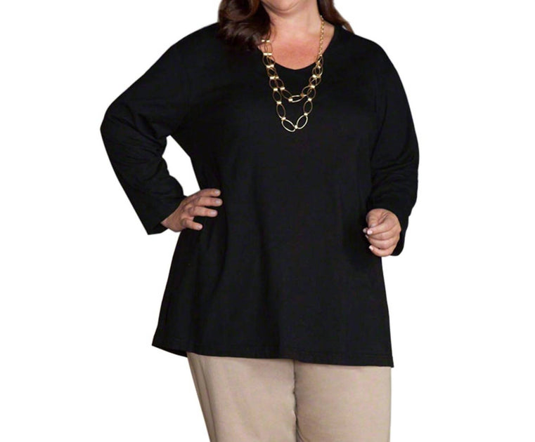 On The Plus Side Jersey V-Neck Tee Black 4X 2