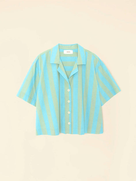 XIRENA Thea Button Front Shirt Blue Large 4