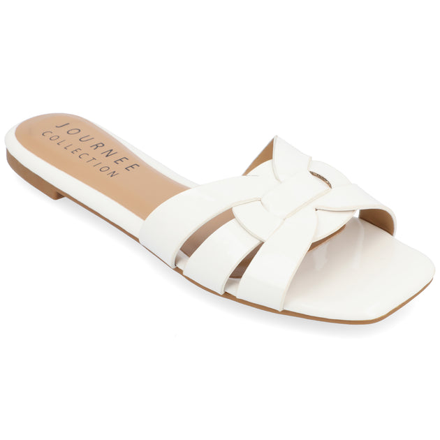 Journee Collection Arrina Flat Sandal White US 8.5 2