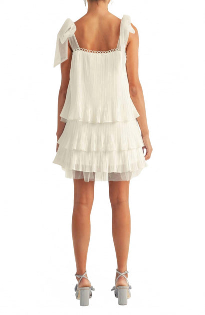 Arose Studio Megan Tiered Mini Dress Beige Medium 4