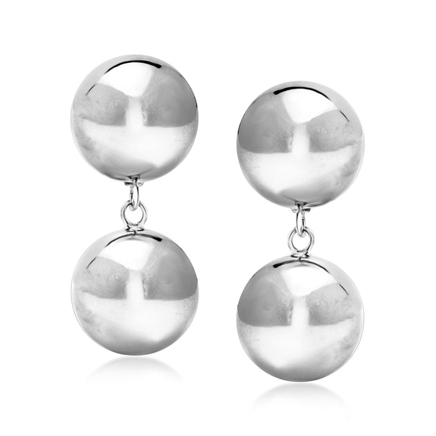Ross-Simons Italian Sterling Silver Double-Bead Drop Earrings Silver 2