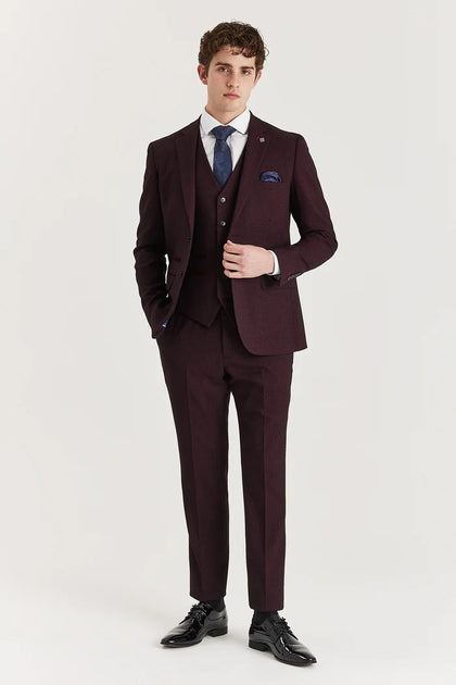 Paul Andrew Regent Plaid Check Trousers Red 44x32 3