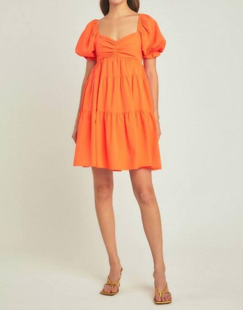 blouson shoulder mini dress endless rose endless rose Organza Blouson Mini Dress In Orange