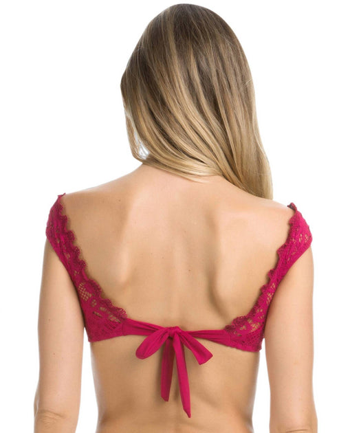 Becca V-Ausschnitt Schulterfrei Bikinioberteil Pink Large 3