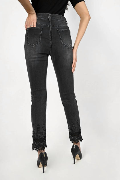 Frank Lyman Cropped Denim Pants Black XSmall 3
