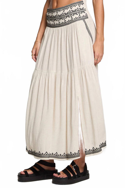 Saltwater Luxe Jaelynn Midi Skirt Beige Large 4