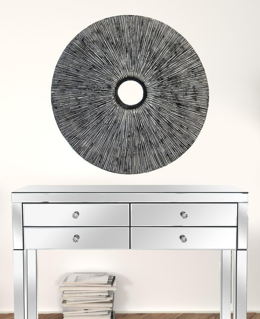 Hivvago Round Rib Wall Art Grey 76x76x5cm 3