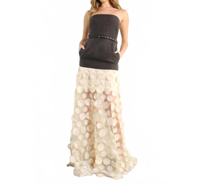 Mulla Midnight Illusion Strapless Gown Grey Large 2