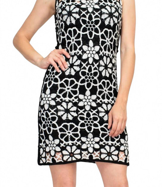 Taylor Sleeveless Crochet Lace Dress Black Large 2
