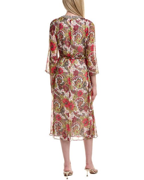 Flora Bea NYC Steffina Silk Midi Dress Multi Large 3