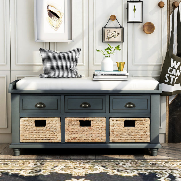 Streamdale Rustic Storage Bench Brown 6