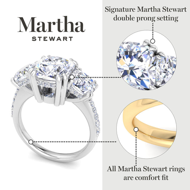 Martha Stewart Three Stone Diamond Engagement Ring White US 5 10