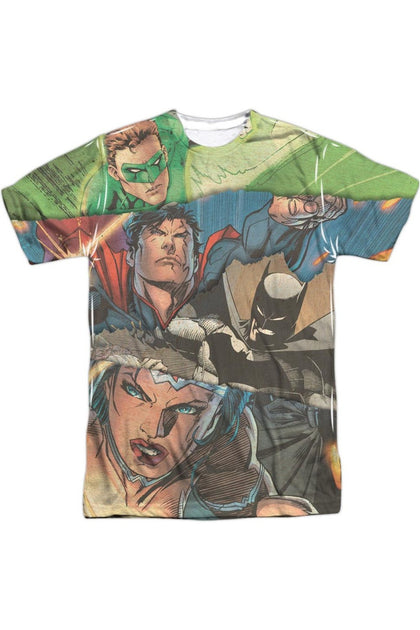 Gildan Justice League of America Torn Short Sleeve Adult Poly Crew Tee Green Medium 2