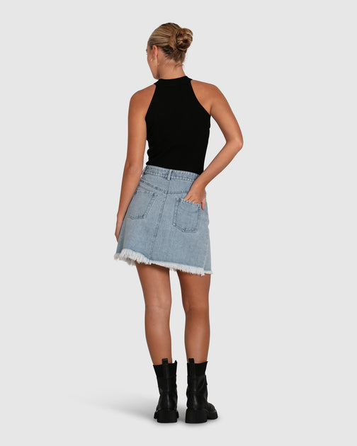 Belle & Bloom Dance With Me Denim Mini Skirt Blue XS 3