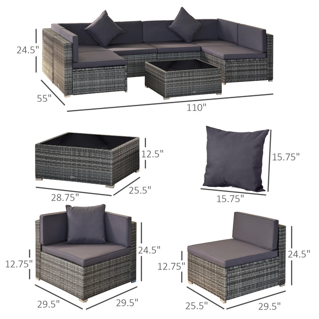 Hivvago 7 Piece Outdoor Wicker Sofa Set Black 5
