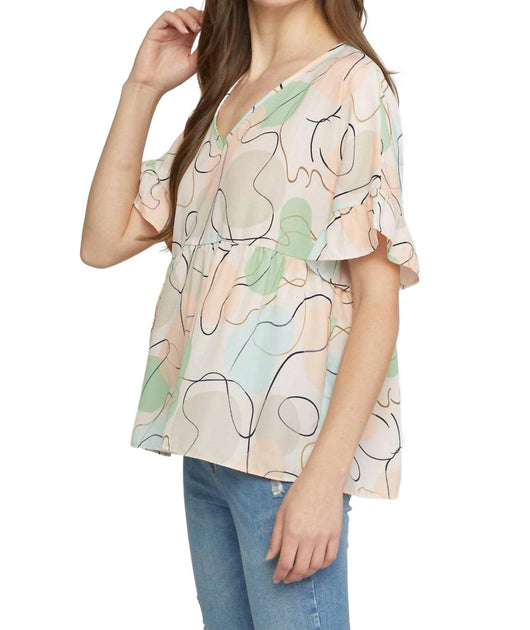 Entro Abstract Peplum Top Multi Large 3